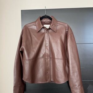 Aritzia Dark Brown Leather Jacket